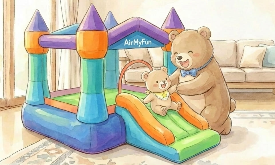 バルーン遊具で遊んでいる様子