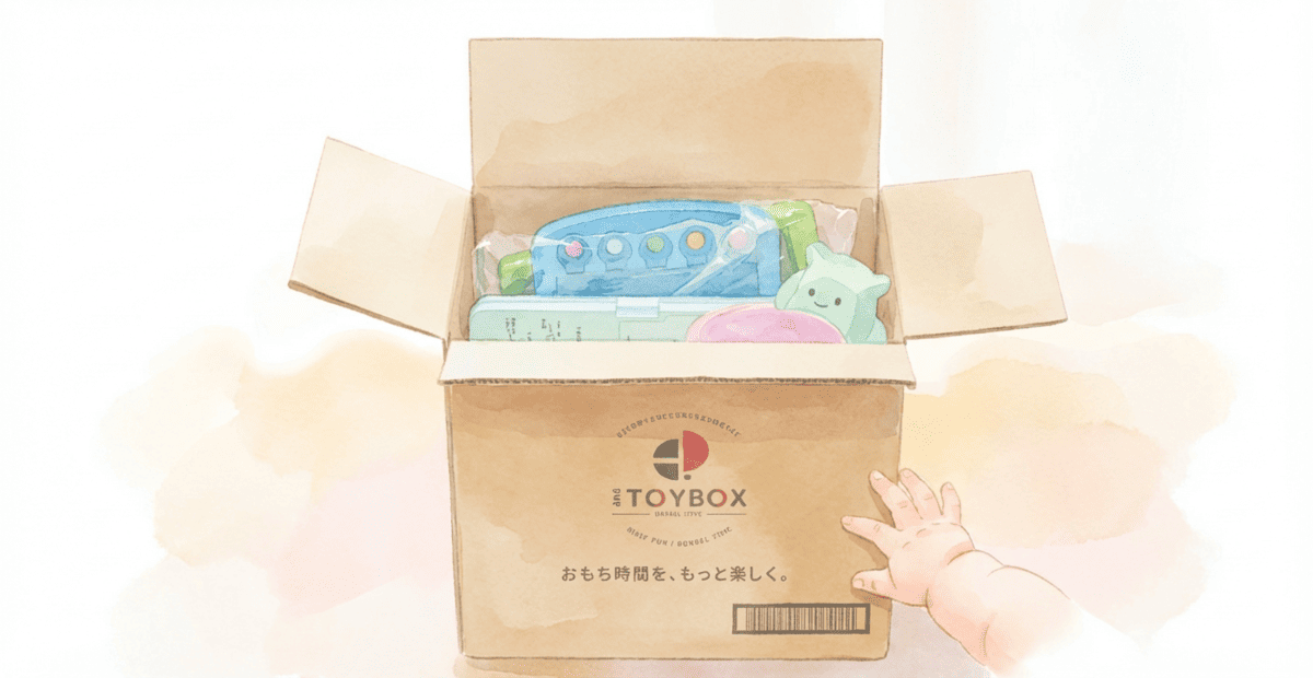 届いた段ボールを開けた瞬間──おもちゃ6点が袋入りで並ぶ写真