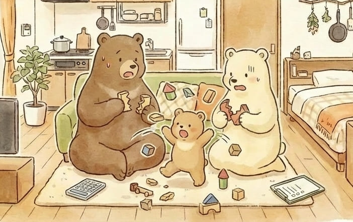 おもちゃをポイポイして壊してしまった様子